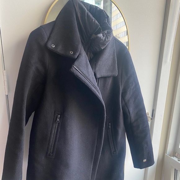 Soia and Kyo ABBI Straight-Fit Mixed Media Wool Coat - Small - Black - Like New - Picture 7 of 10